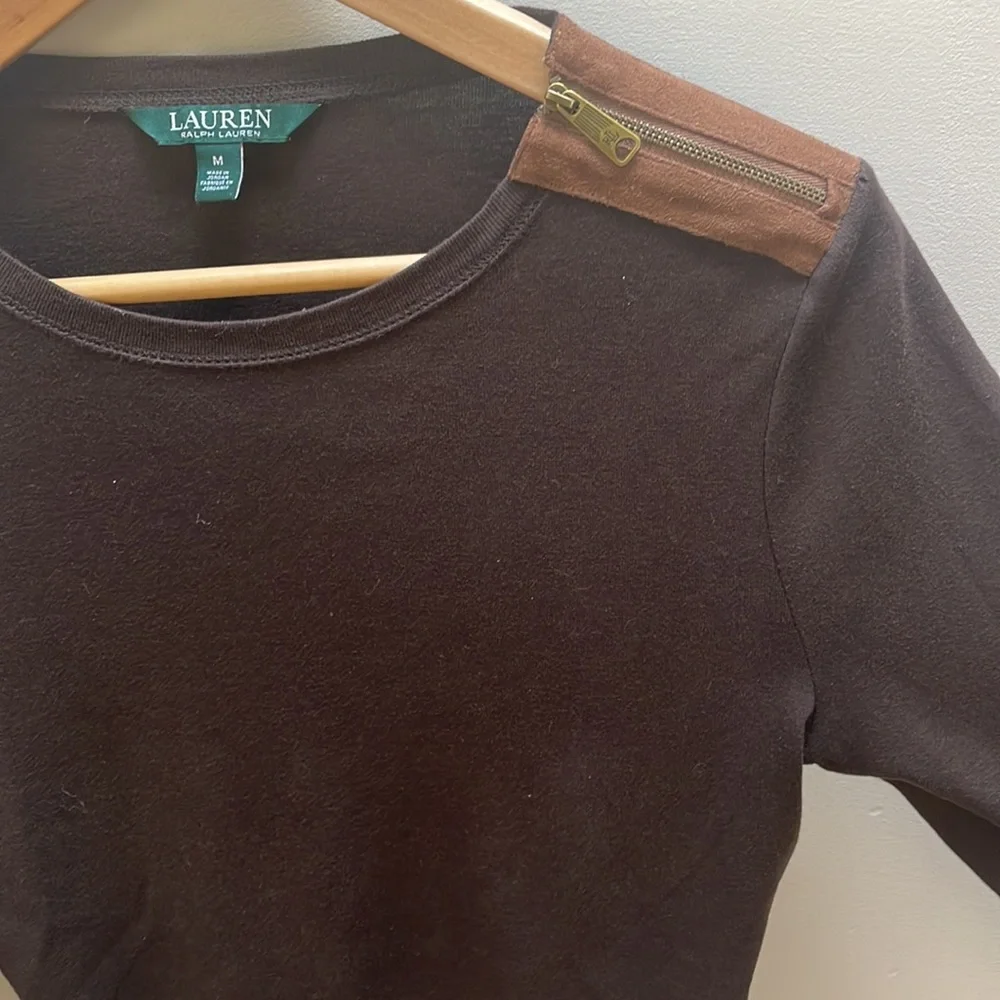 NWOT Lauren Ralph Lauren Neutral Suede Top - Picture 4 of 11